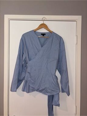 J.Crew Light Blue Wrap Blouse